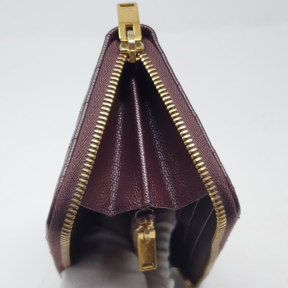 100% Auth YSL Monogram Grain Gold Zippy Wallet - Picture 10 of 14